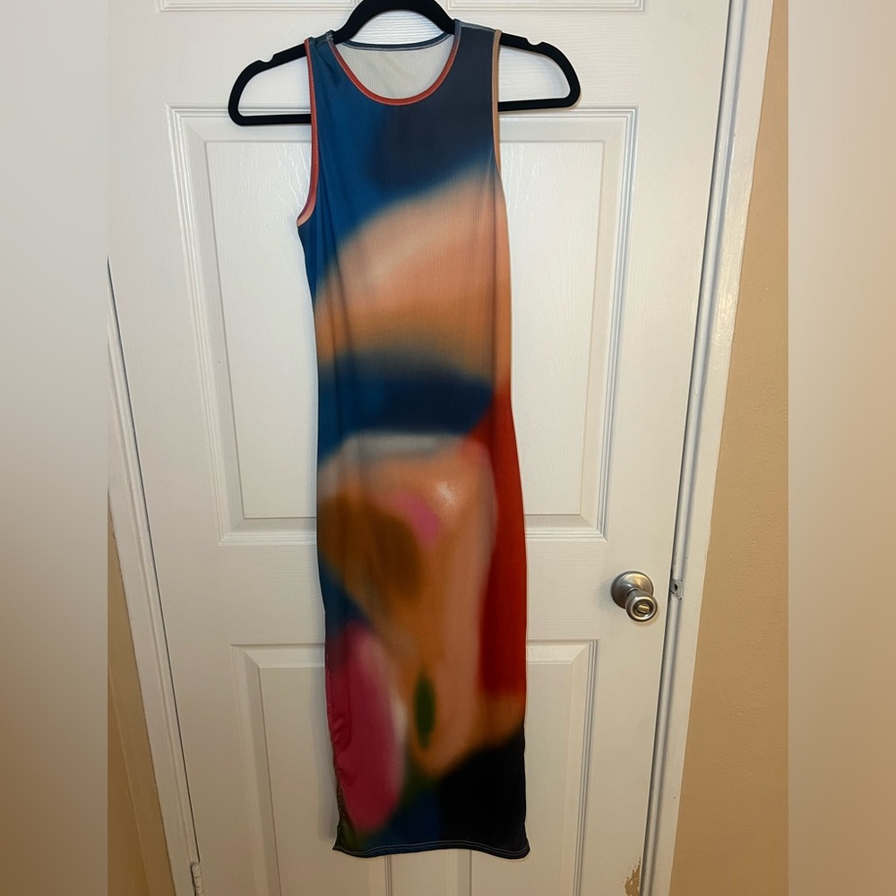 Abstract Print Sleeveless Maxi Dress - Size Small
